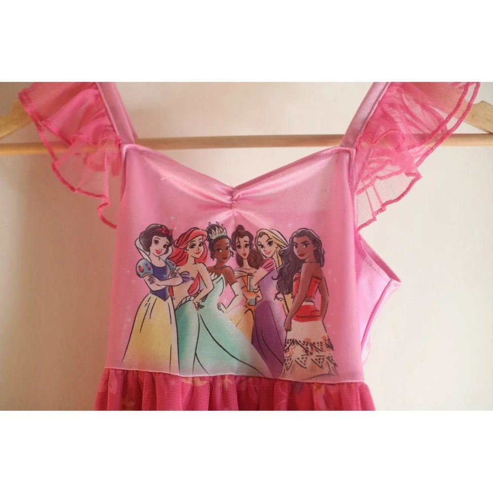 Disney Princess Night Gown Girls Size 5 Pink Ariel Belle Rapunzel Moana - Picture 3 of 8